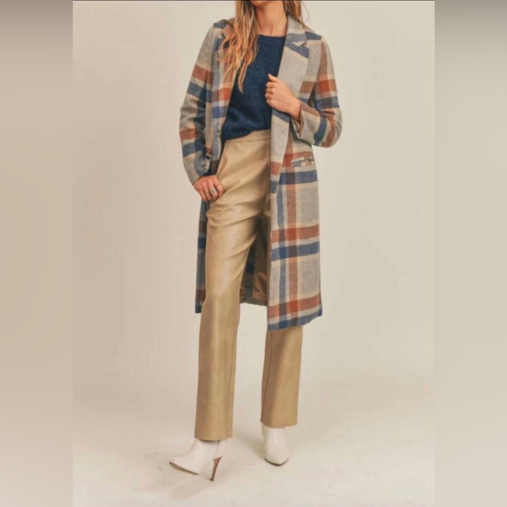 New SAGE THE LABEL All The Way Plaid Coat Women’s Large
